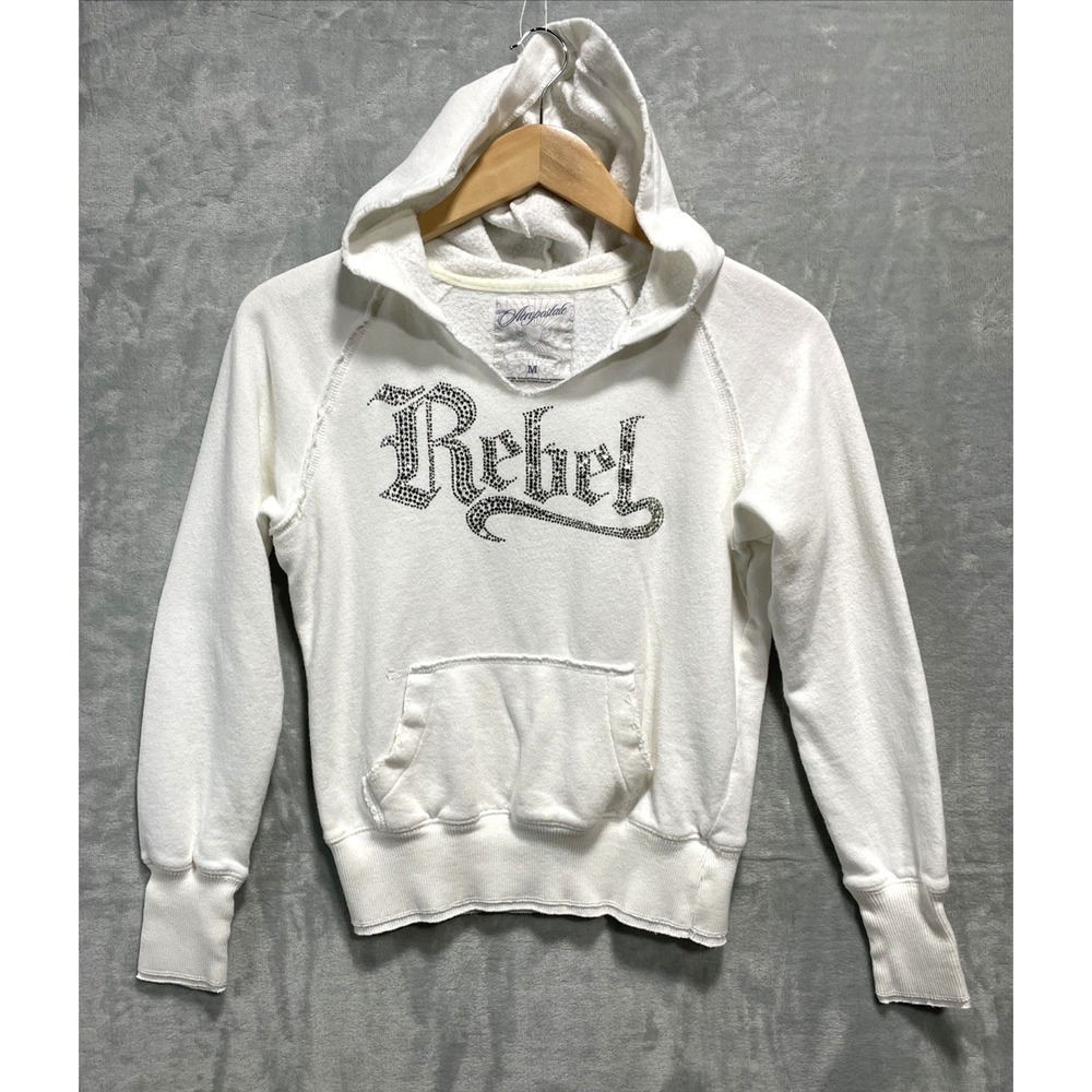 Vintage Aeropostale Distressed Rebel Bling Hoodie White Size M